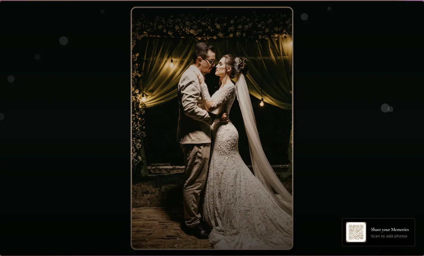 Wedding guest photos displayed on the Afterstory live venue wall